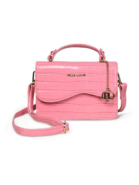 PELLE LUXUR Baby Pink Animal Effect Small Cross Body Bag-picture-48