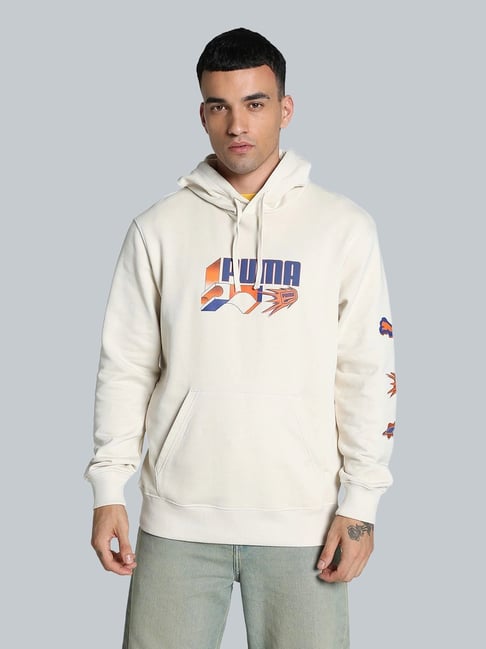 Printed Sweatshirt Puma Mens Hoody Puma White Cotton Regular
