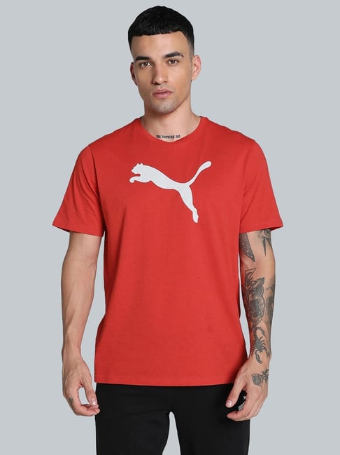 Puma Red Cotton Regular Fit Logo Printed Sports T-Shirt-picture-18