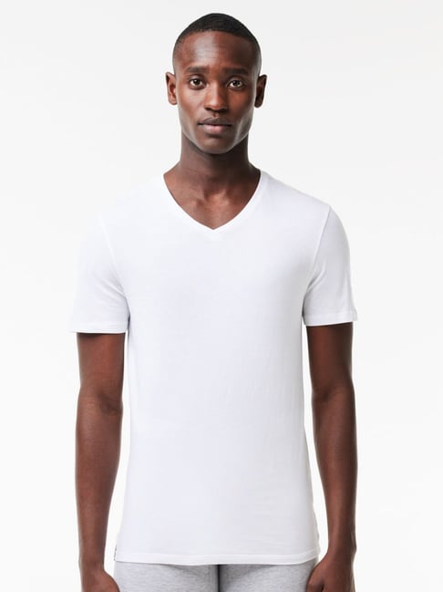 Lacoste White Cotton Regular Fit Vest Pack Of