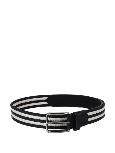 Peter England Black & White Leather Waist Belt For Men-picture-22