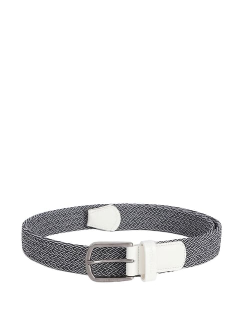 Peter England Black Leather Waist Belt For Men-picture-10