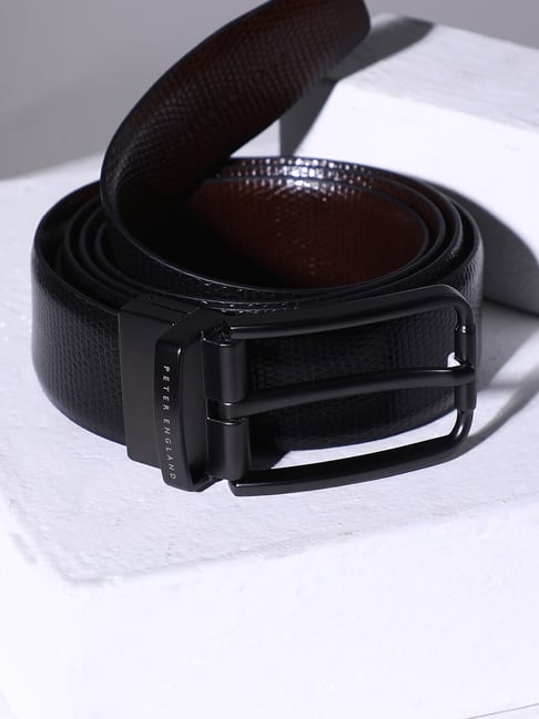 Peter England Black & Brown Leather Reversible Belt For Men-picture-41