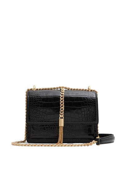 Aldo Black Solid Small Shoulder Handbag