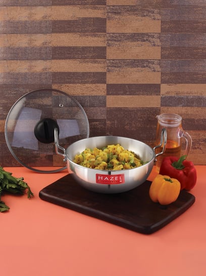 Buy HAZEL Silver Aluminium Kadhai with Glass Lid 3500 ml at Best