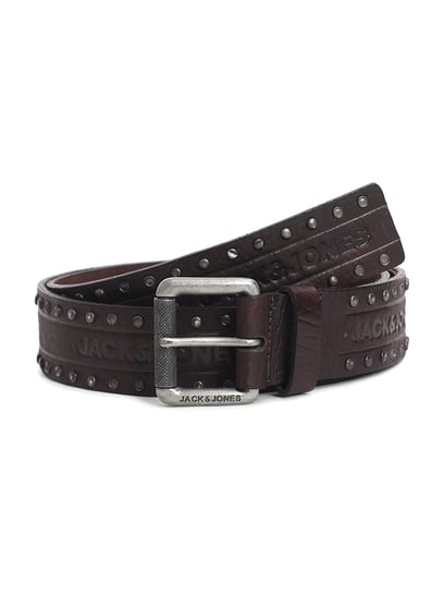 小物 jack jones studs belt Jack & Jones Downtown Brown Noos Leather Textured Casual