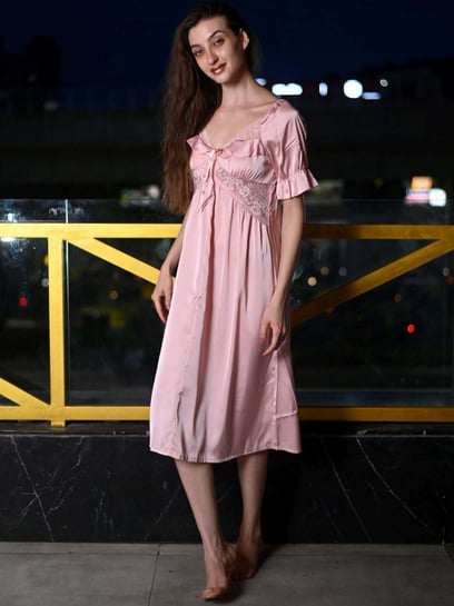 Buy Odette Pink Lace Work Night Dress for Women Online @ Tata CLiQ