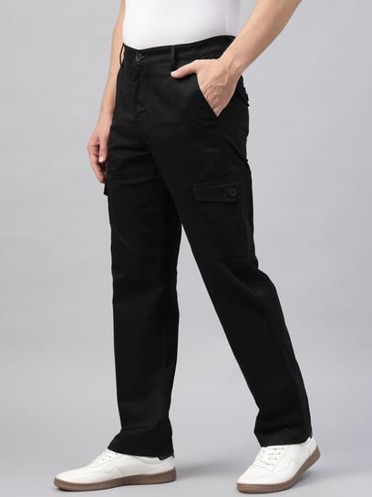 Hancock Black Cotton Slim Fit Cargos Hancock Black Cotton Slim Fit Cargos