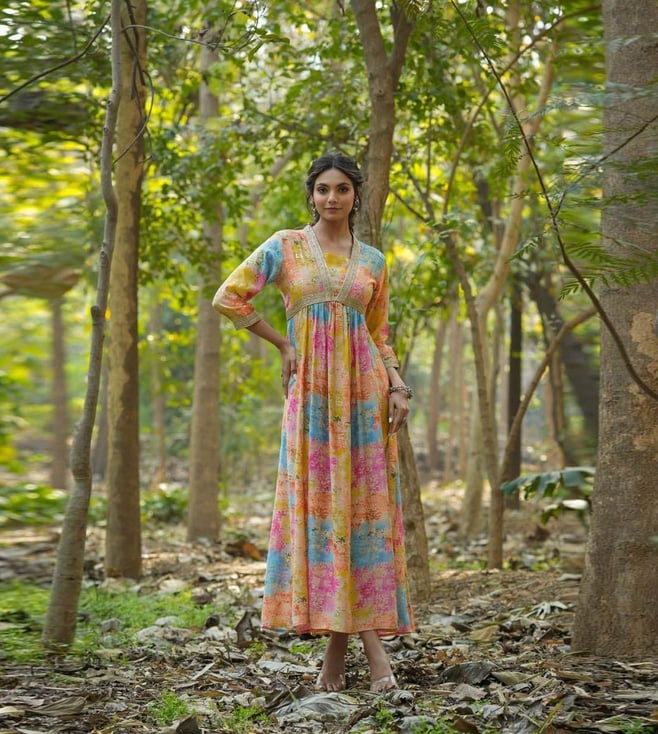 Buy Mul Cotton Printed Panelled Ethnic Dress for Women Online @ Tata CLiQ  Luxury