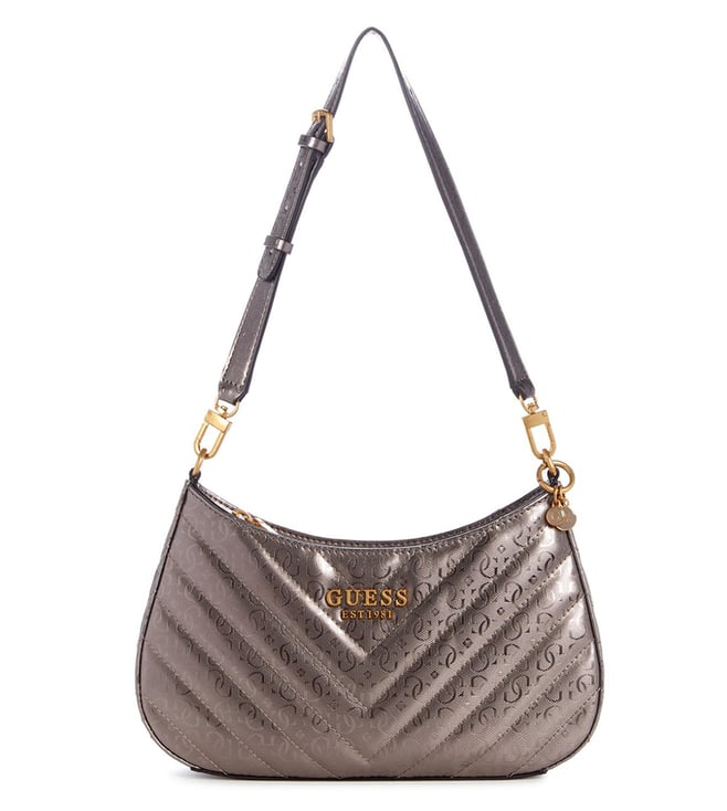 GUESS Pewter Quilted Hobo Bag