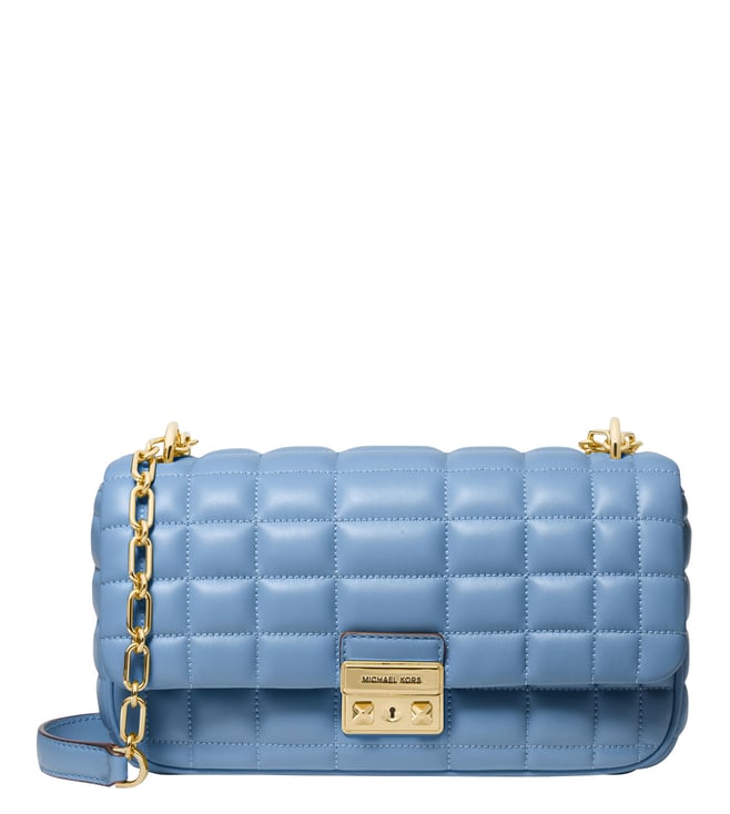 Michael Kors French Blue TRIBECA Quilted Medium Leather Shoulder Bag