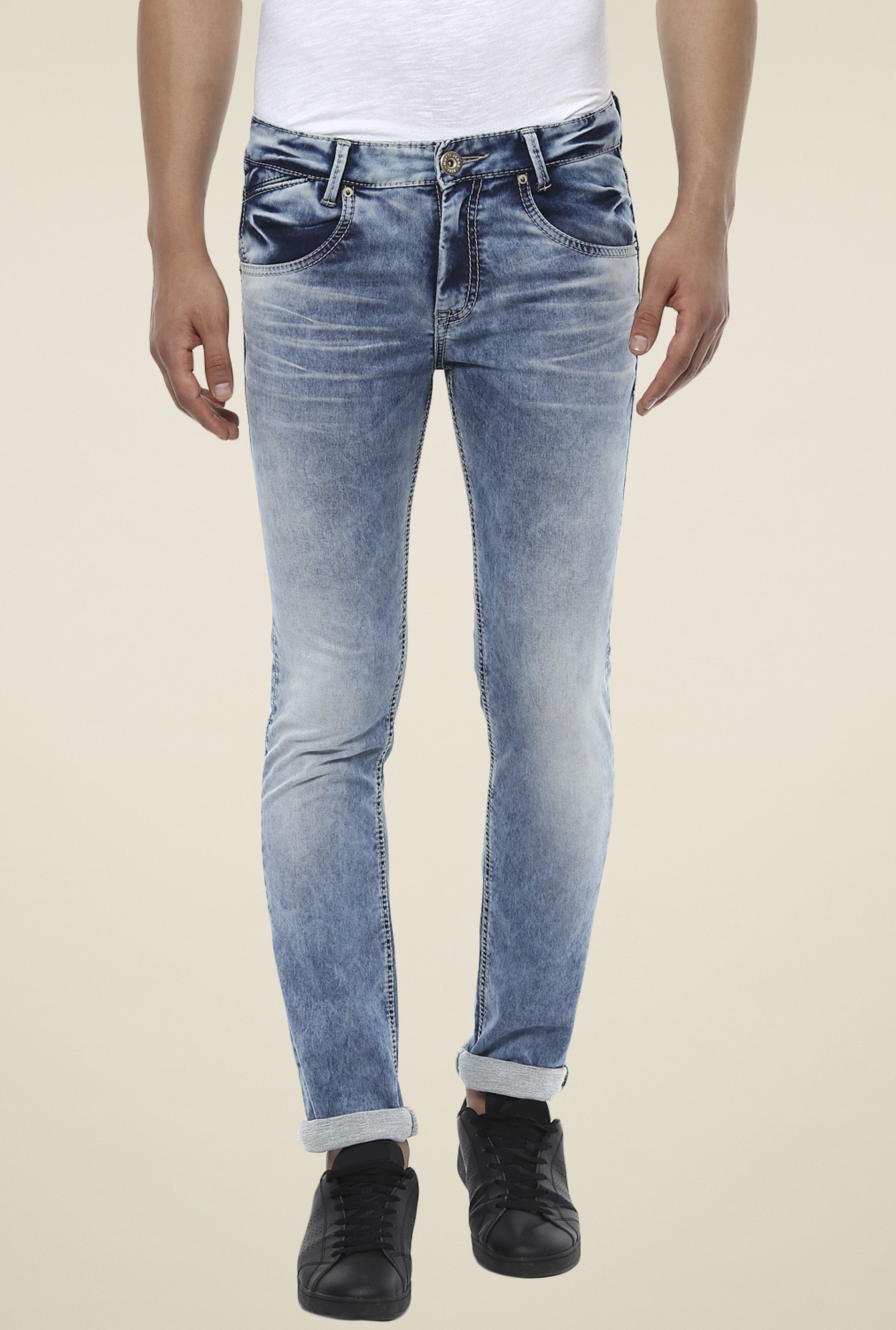 Buy Mufti Blue Acid Washed Jeans For Men Online Tata Cliq