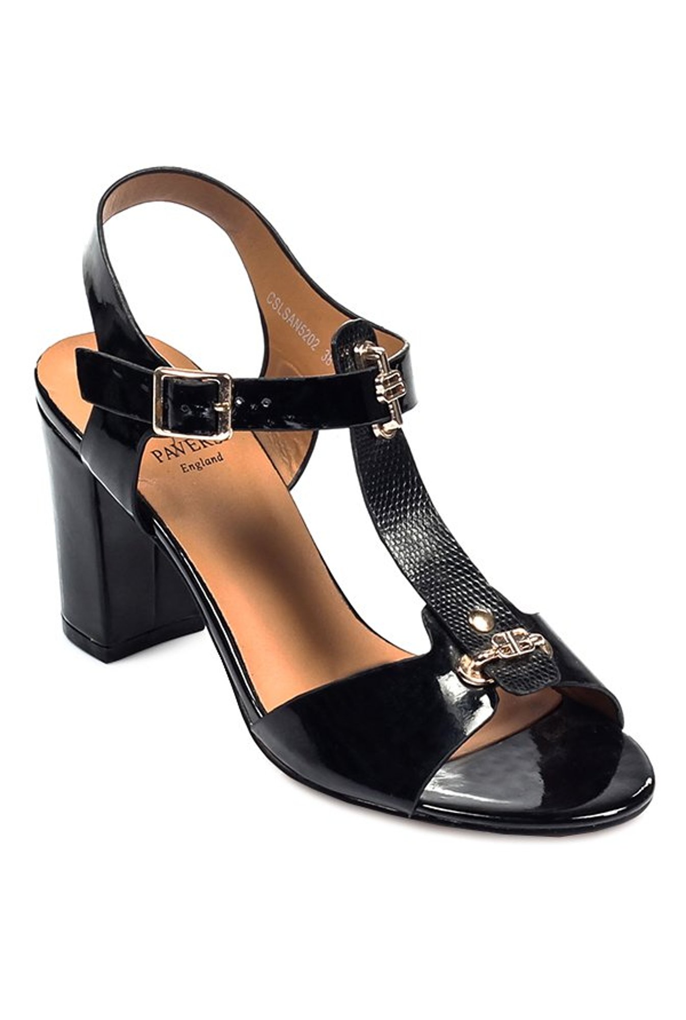 Pavers England Black Leather Casual Sandals for Men