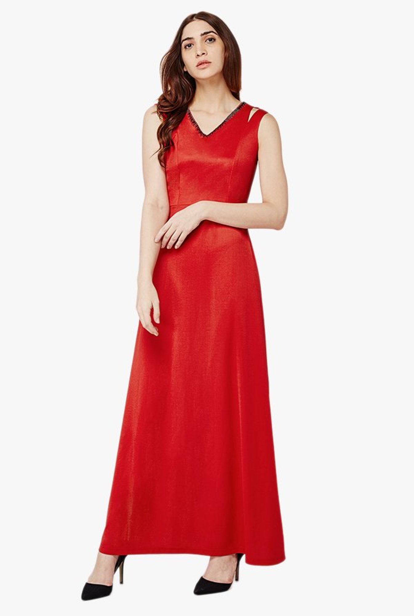 and red maxi dress