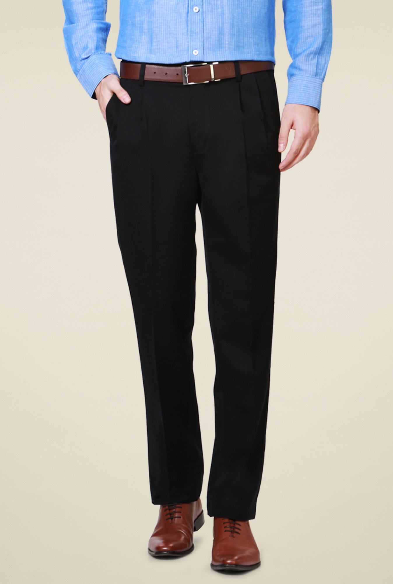 Buy Allen Solly Woman Women Black Solid Regular Trousers - Trousers for  Women 4441860 | Myntra