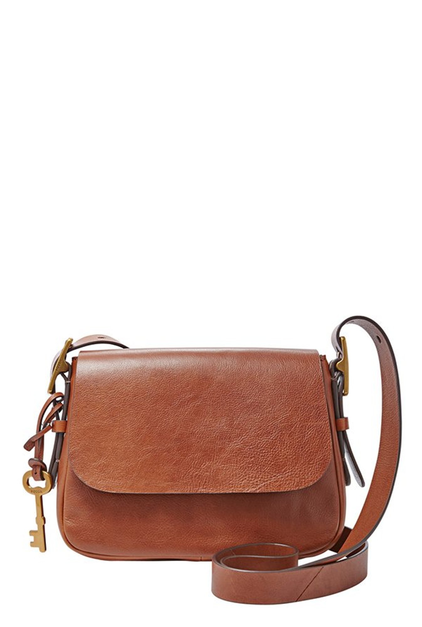 Buy Fossil Harper Brown Leather Flap Sling Bag For Women At Best