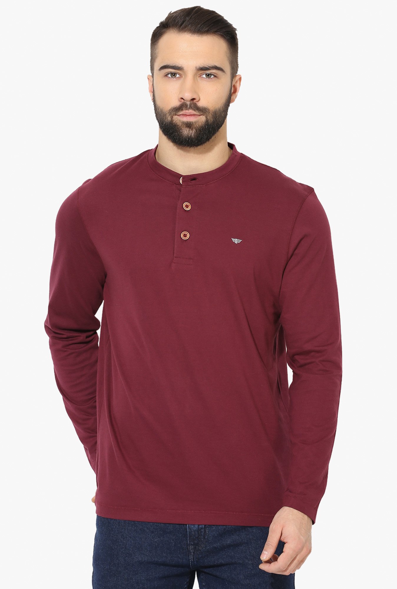 Buy Red Tape Red Full Sleeves Henley T 