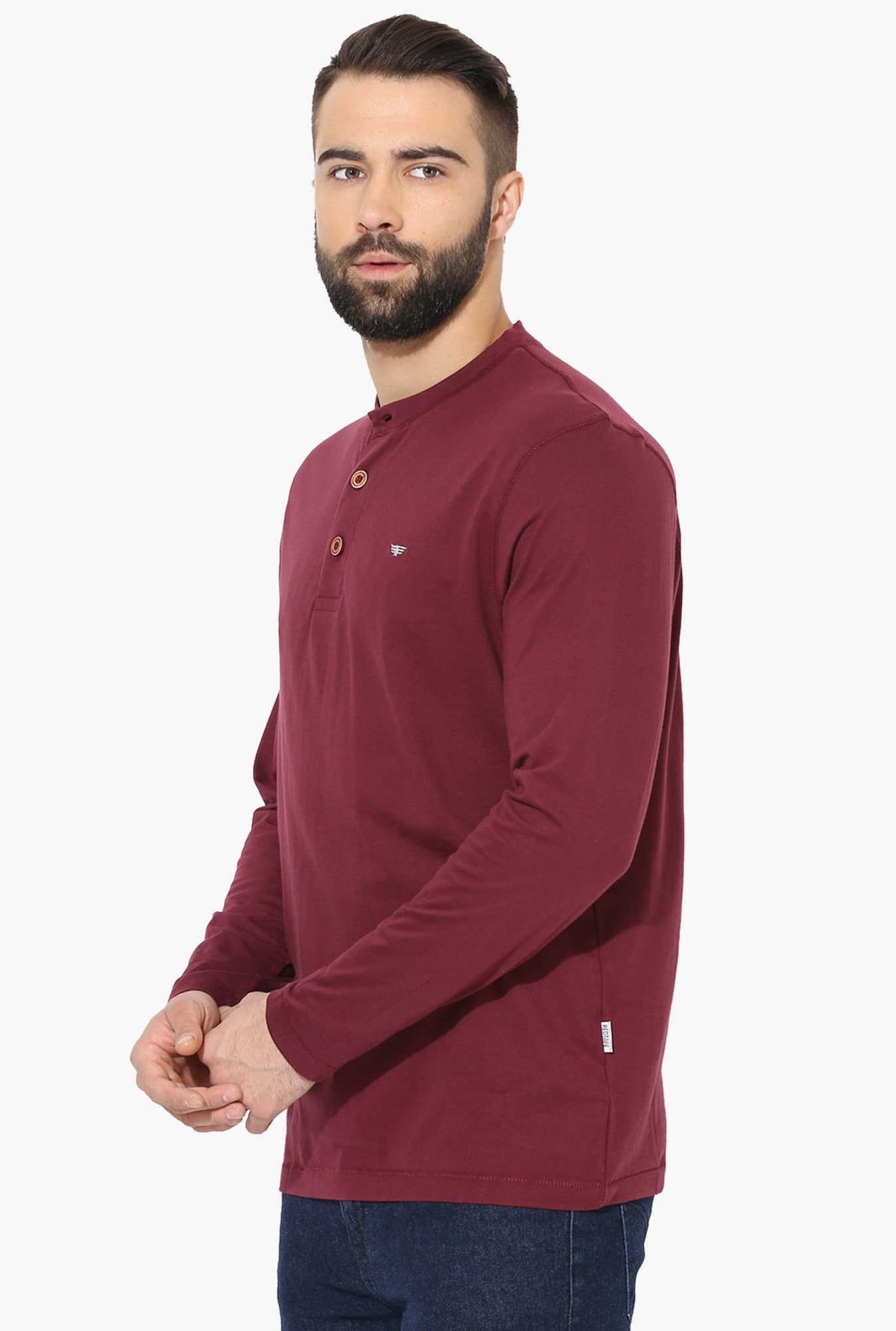 Buy Red Tape Red Full Sleeves Henley T 