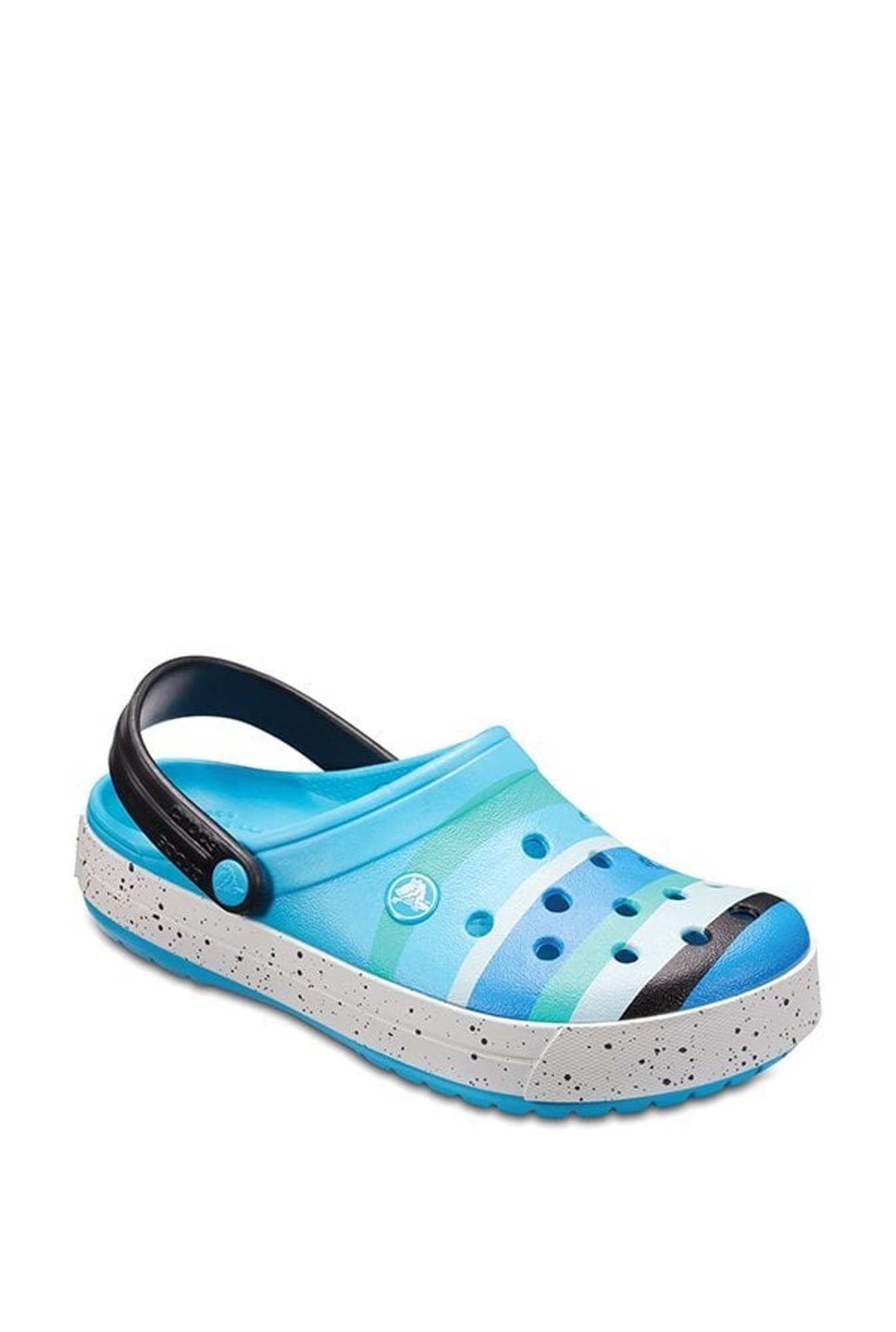 blue and black crocs