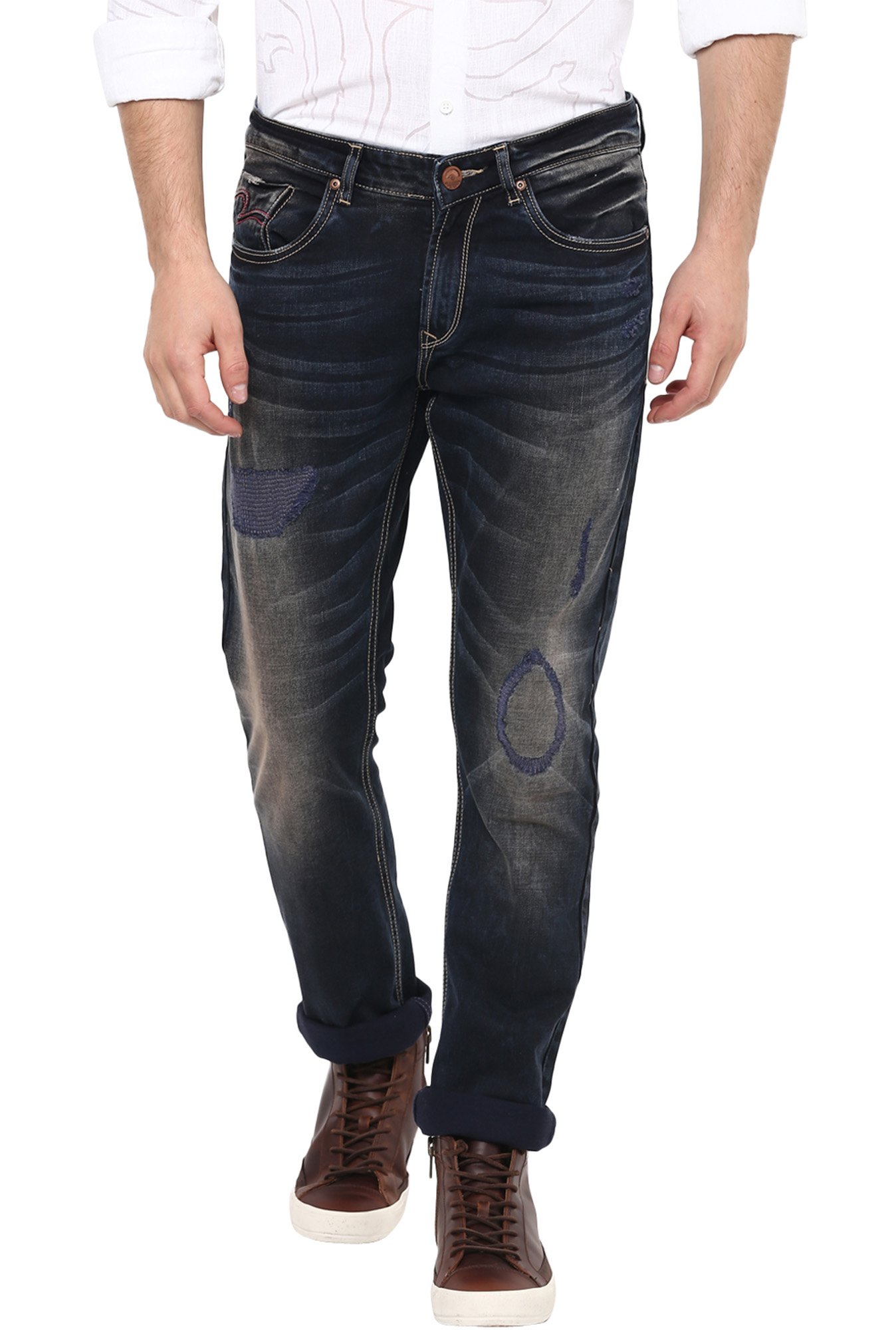 Buy Spykar Navy Distressed Jeans for 
