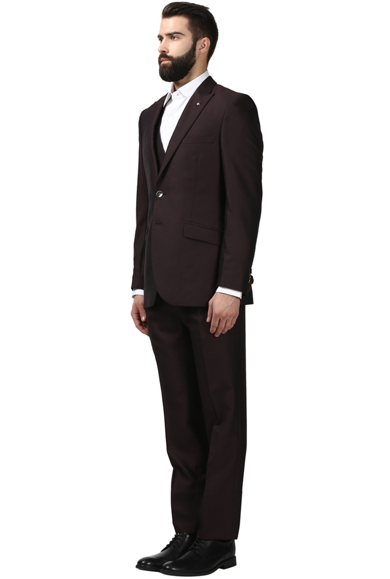 Buy Raymond Wine Full Sleeves Contemporary Fit Suit for Men Online