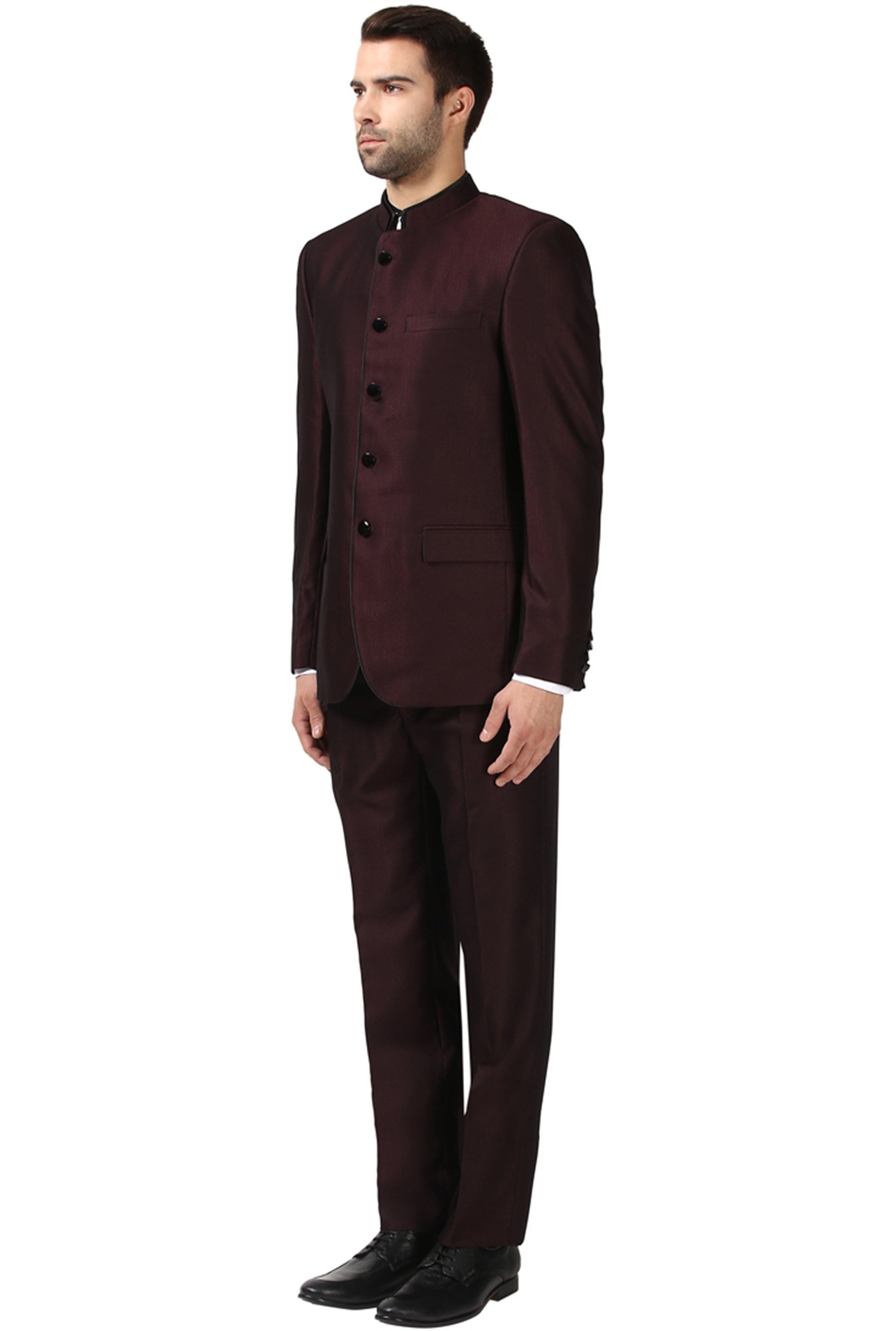 Buy BLACKBERRYS Wine Dobby Rayon Slim Fit Men's Casual Wear Blazer |  Shoppers Stop