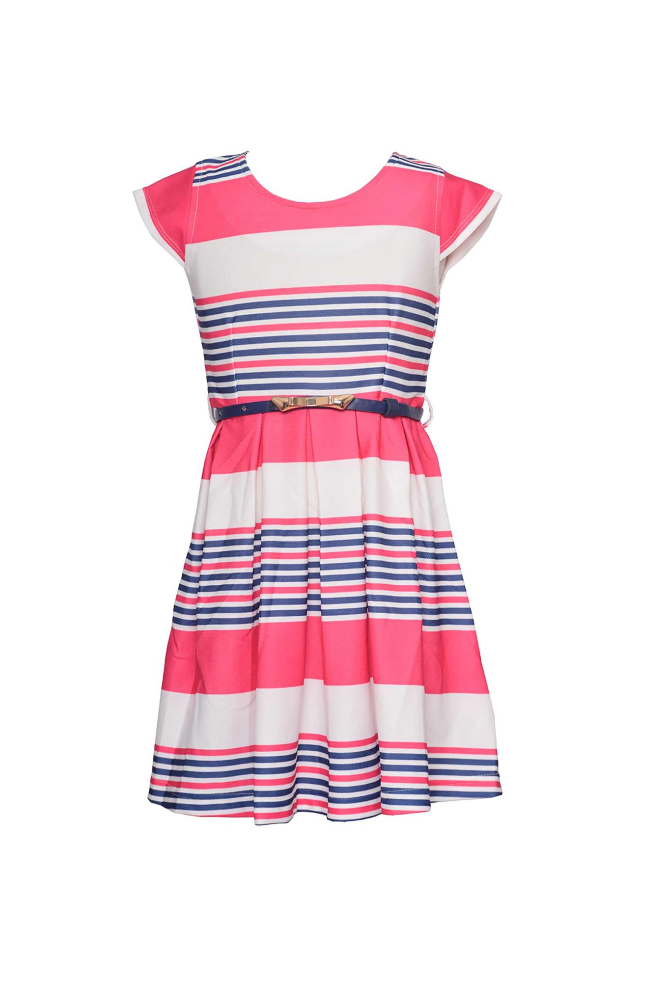 pink and white striped dress