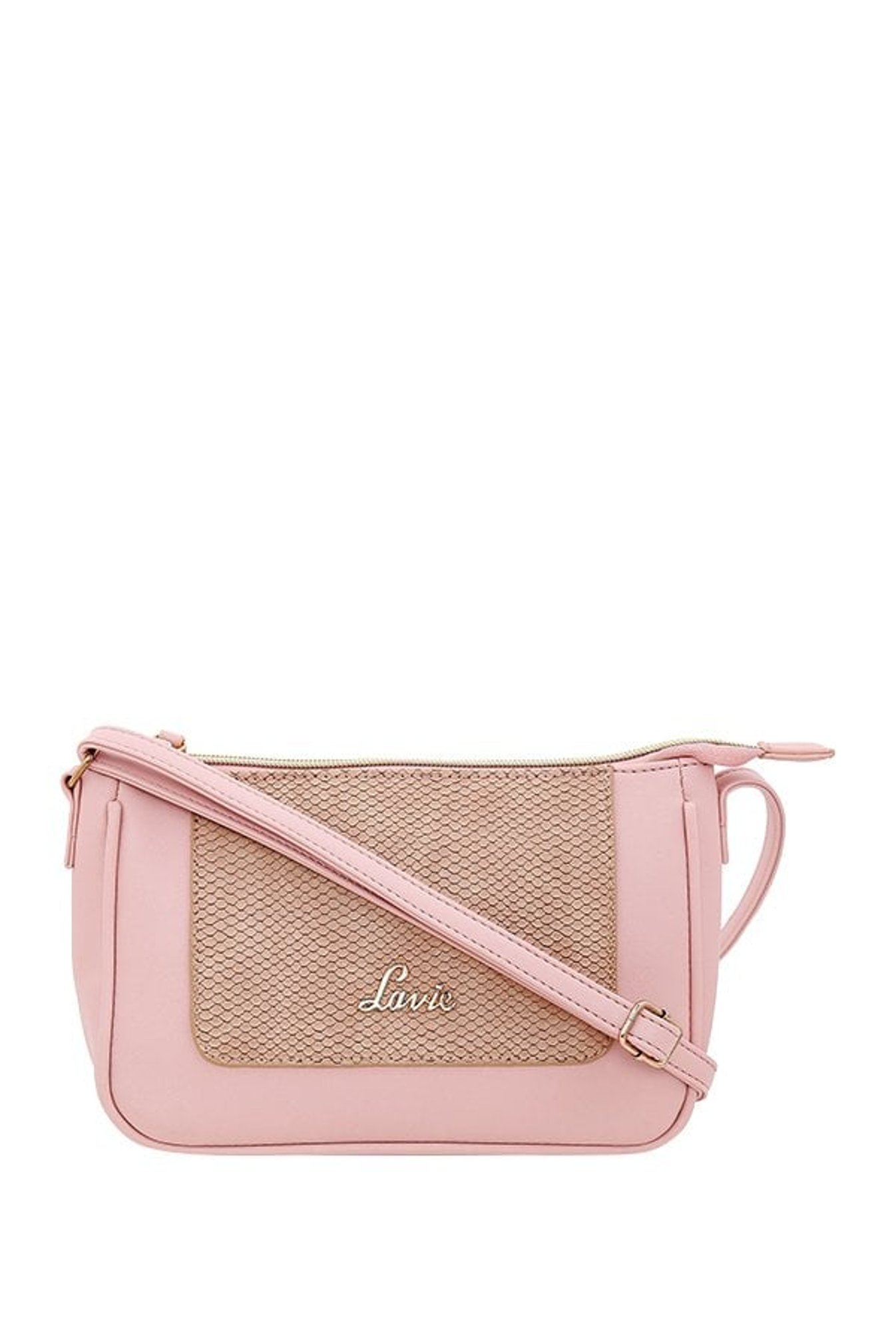 Buy Lavie Jeffrey Pink Tan Textured Sling Bag For Women At Best