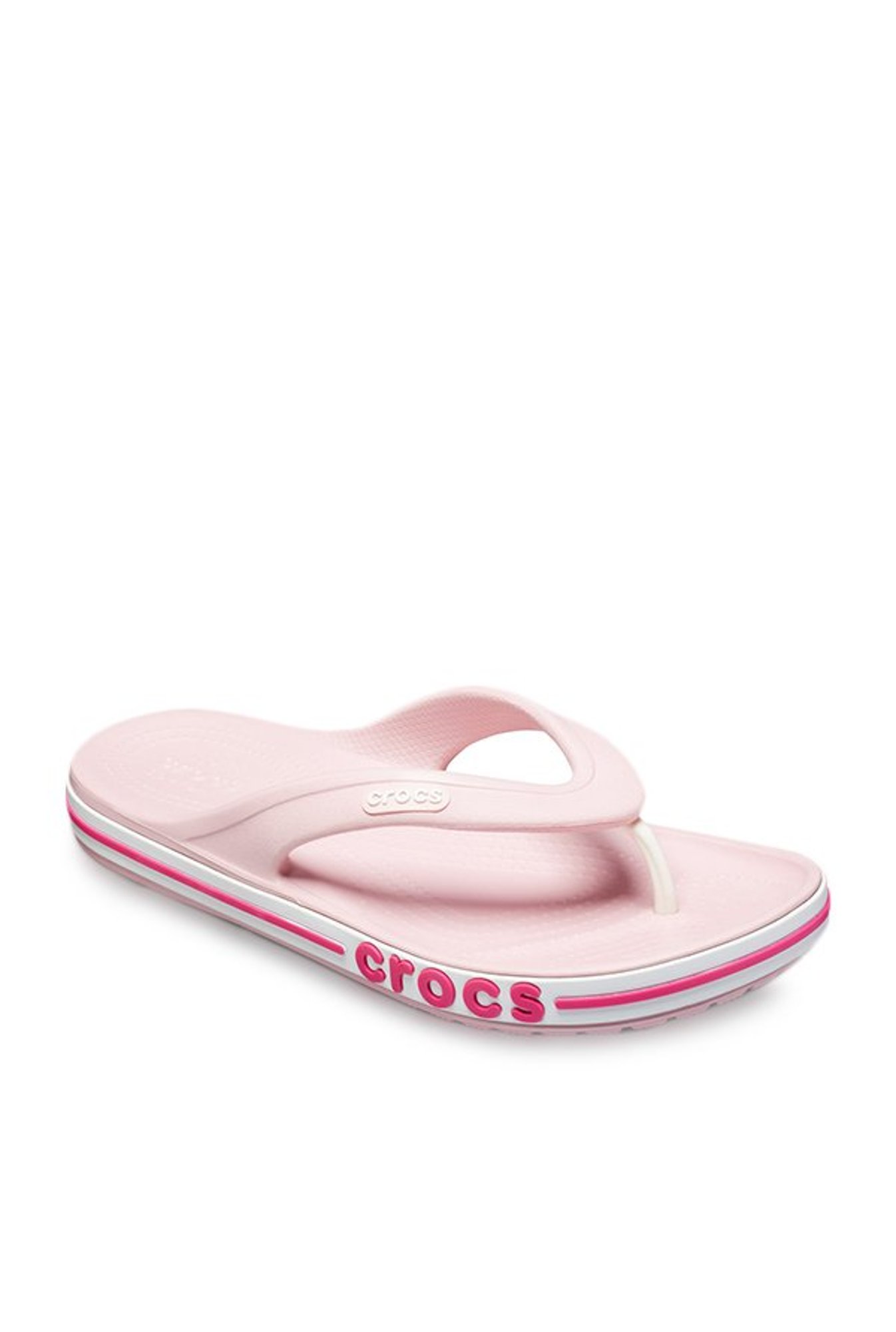 crocs pink flip flops