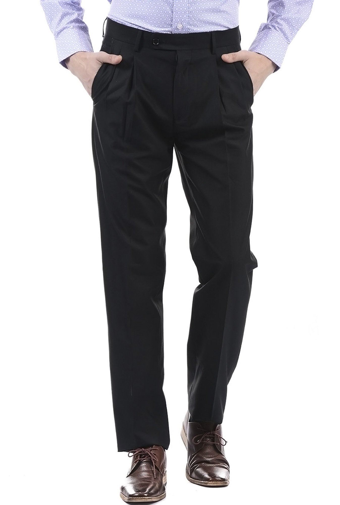 Elegant black mens trousers with frontal pleats  GOLDEN CRAFT  Pavidas