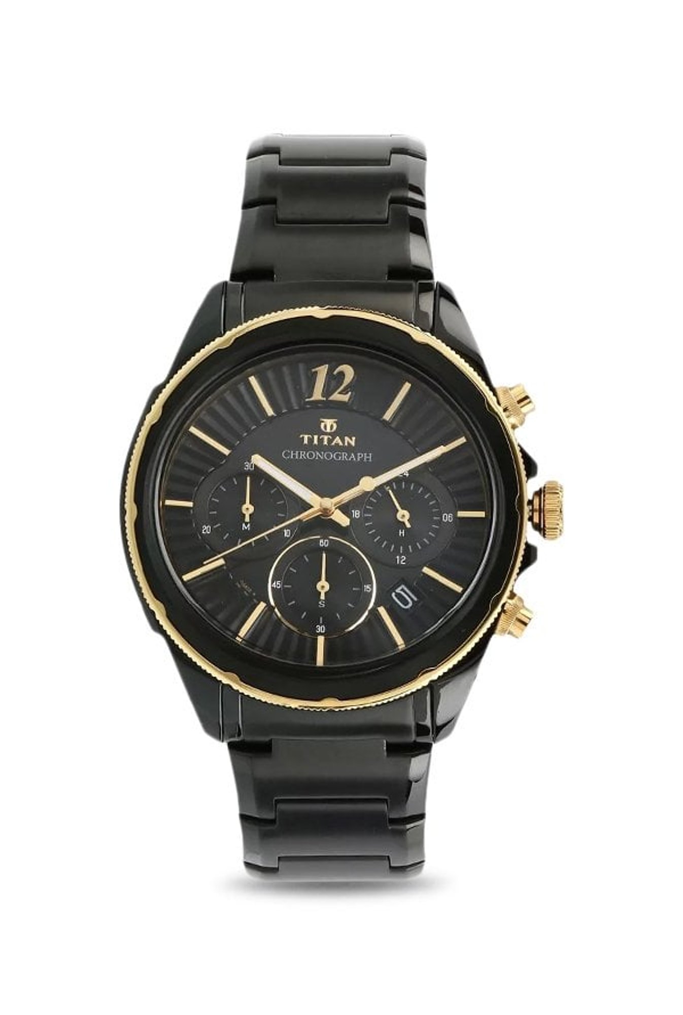 Titan chronograph gold discount watch