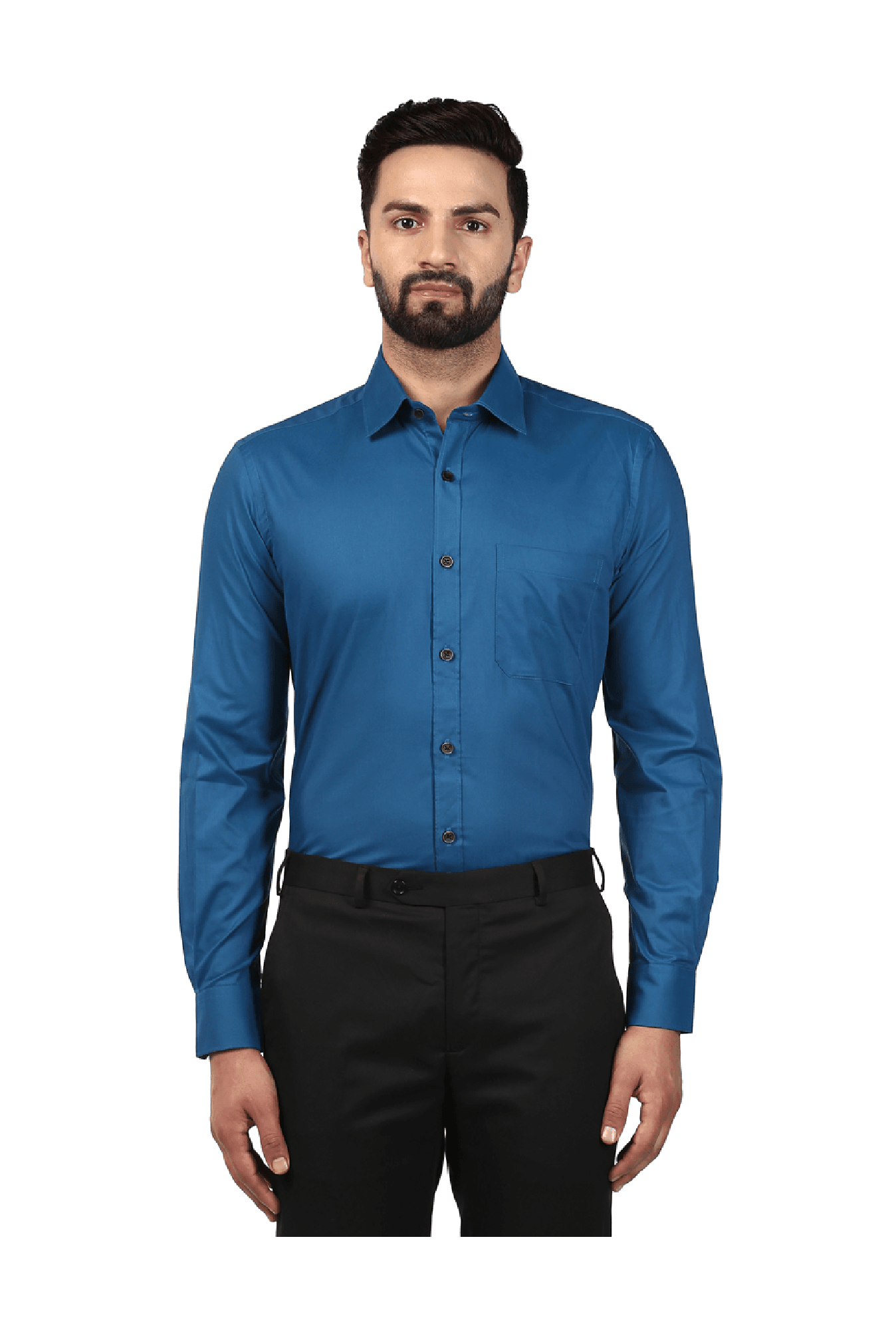 Buy Raymond Teal Regular Fit Cotton Shirt for Men Online @ Tata CLiQ