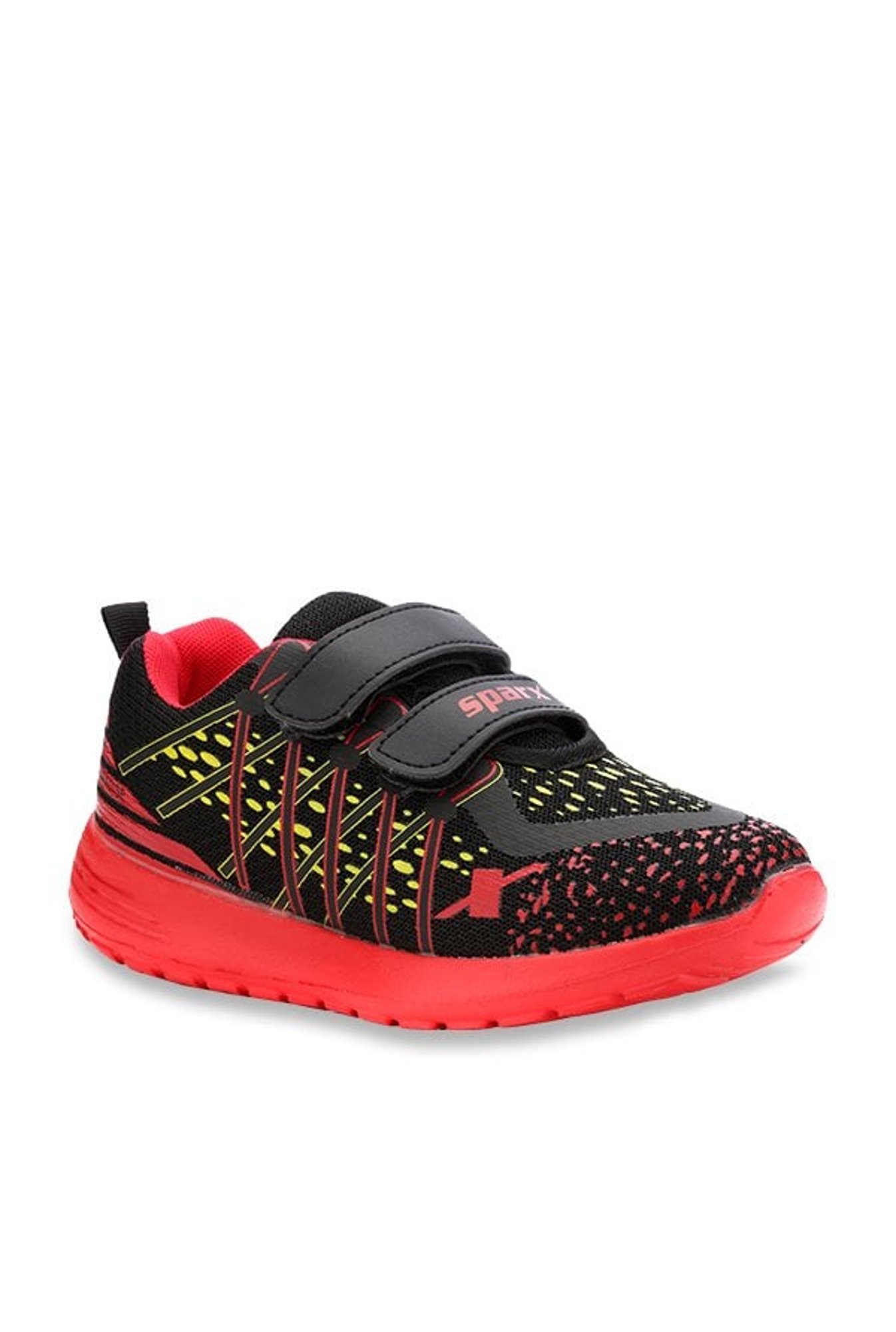 Sparx Kids Black \u0026 Red Velcro Shoes 
