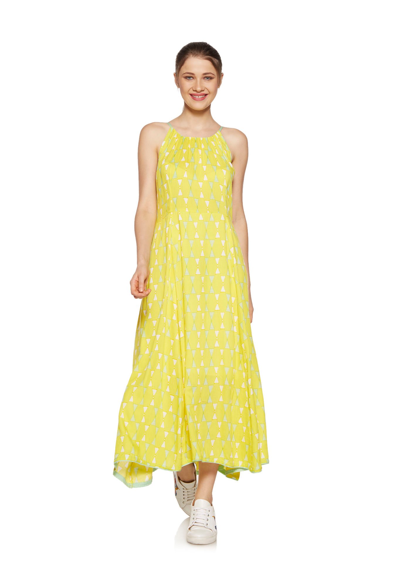 Buy Zudio Yellow Triangle Maxi Dress 