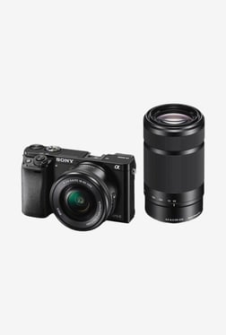 Sony ILCE-6000Y (with 16–50 mm & 55–210 mm Zoom Lens) Mirrorless Camera (Black)