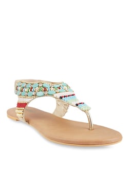 Metro Golden & Blue Sling Back Sandals