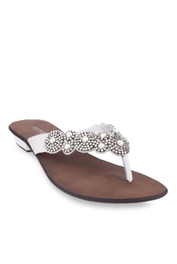 Metro White Thong Sandals