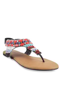 Metro Black & Red Sling Back Sandals