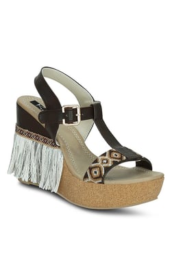 Kielz Dark Brown T-Strap Wedges