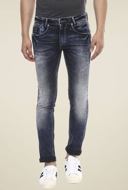 Mufti Ink Blue Lightly Washed Mid Rise Jeans Image