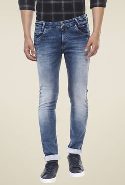 Mufti Blue Lightly Washed Narrow Fit Jeans