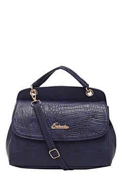 Esbeda Croco Navy Textured Handbag
