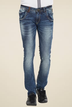 Spykar Blue Lightly Washed Skinny Fit Jeans