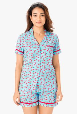Prettysecrets Gold Button Front Short Sleeve Top And Pajama Nightwear ...