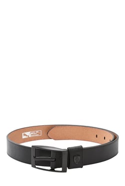 Puma Ferrari LS Black Solid Leather Narrow Belt