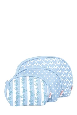 Esbeda Sky Blue & White Printed Pouch - Pack Of 3 With Case