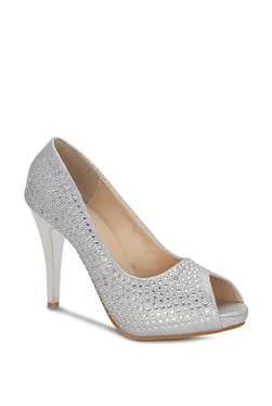 Kielz Silver Peeptoe Stilettos
