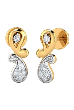 P.N.Gadgil Jewellers 18k Gold & 0.078 ct Diamond Twin Motif Earring