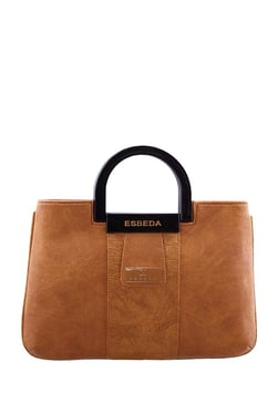 Esbeda Handbags Upto 30 Off Online Tata Cliq Esbeda Camel Brown Textured Handbag