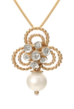 Mia by Tanishq Floral 14 kt Gold & 0.058 ct Diamond Pendant